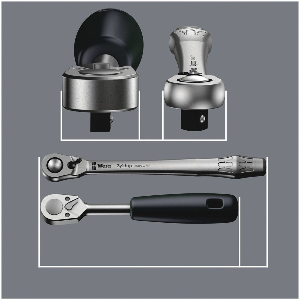 Wera 8004 B, Ratschenschlüssel, 1 Stück(e), Chrom, CE, Ratschengriff, 3/8"