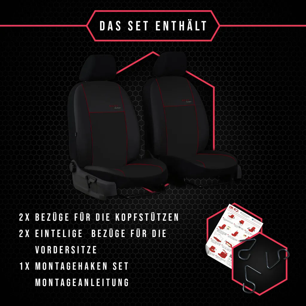 Set Coprisedili Universali Iveco Daily IV 1+1 BUS Rosso - Alta Resistenza - 7