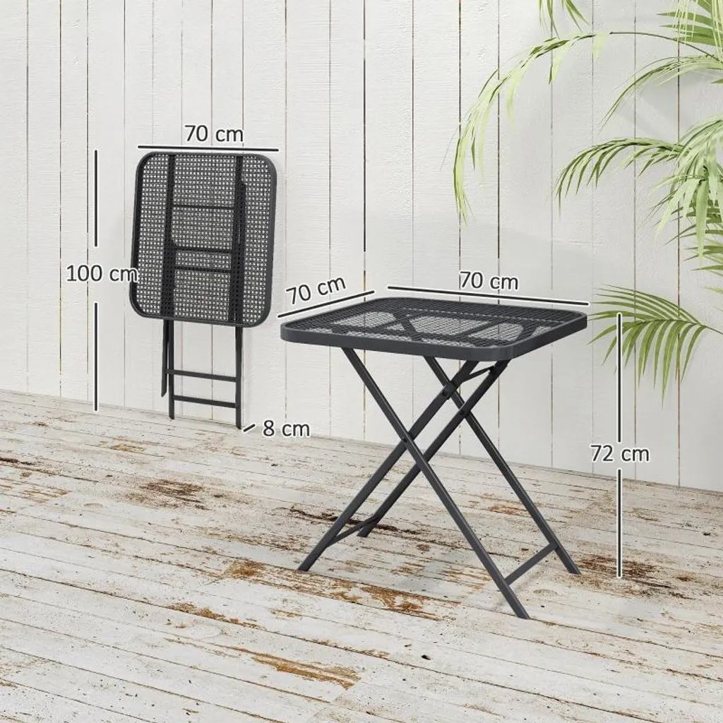 Table pliante extérieure résistante aux intempéries acier noir 70cm - 3