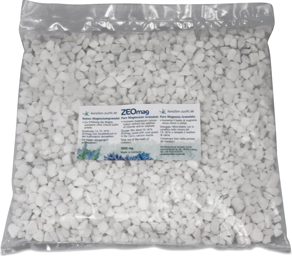 Magnésium ZEOmag en Granulés Haute Pureté 1 kg pour Croissance Coraux