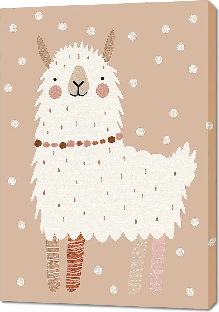 Quadro 70x100 Alpaca per Cameretta Bambini | Decorazione Murale Boho