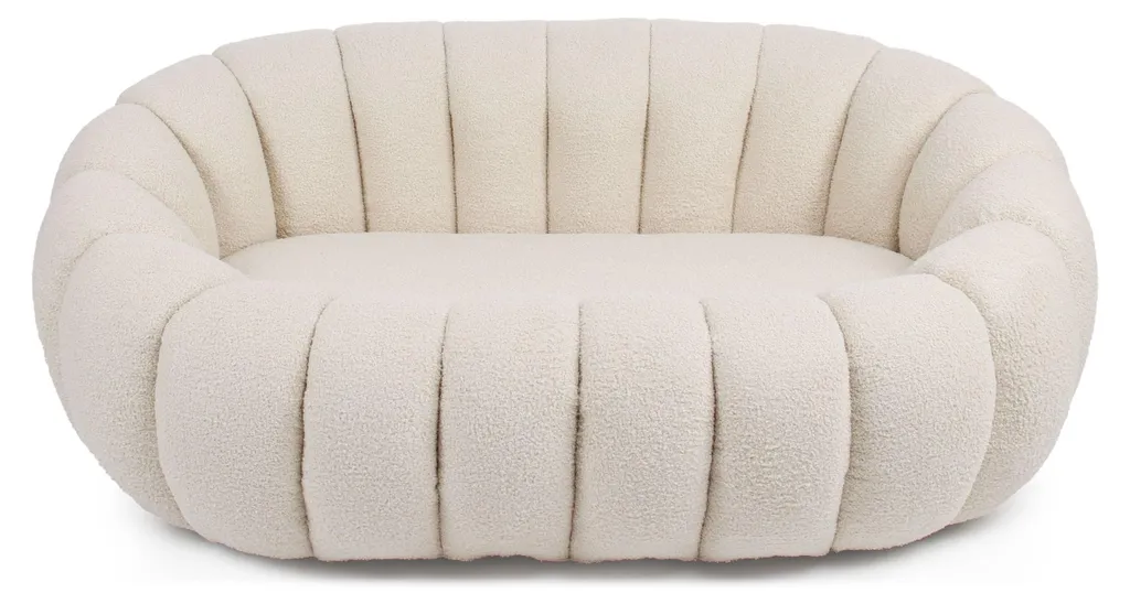 Canapé 2 Places Menzzo Horizan Design Coquillage en Bouclette Crème