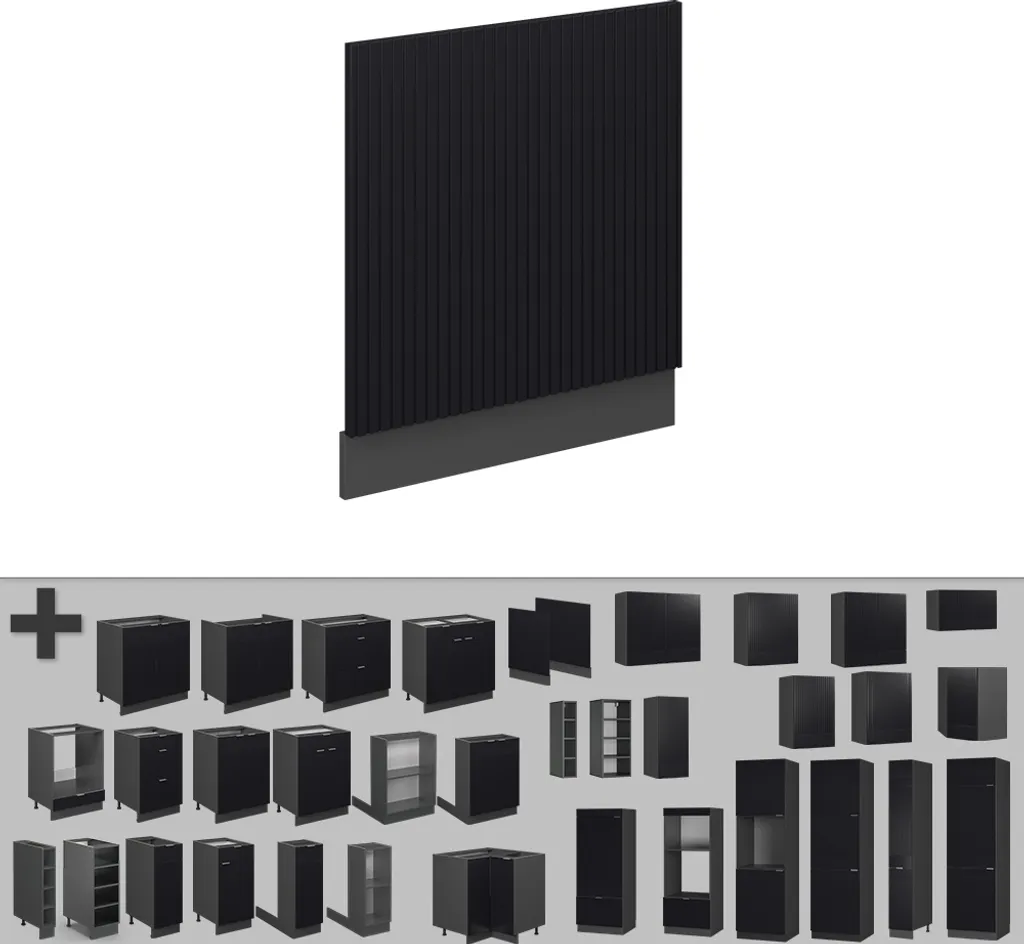 Pannello Lavastoviglie 60cm Vicco Fame-Line Marmo Nero Rigato - 5