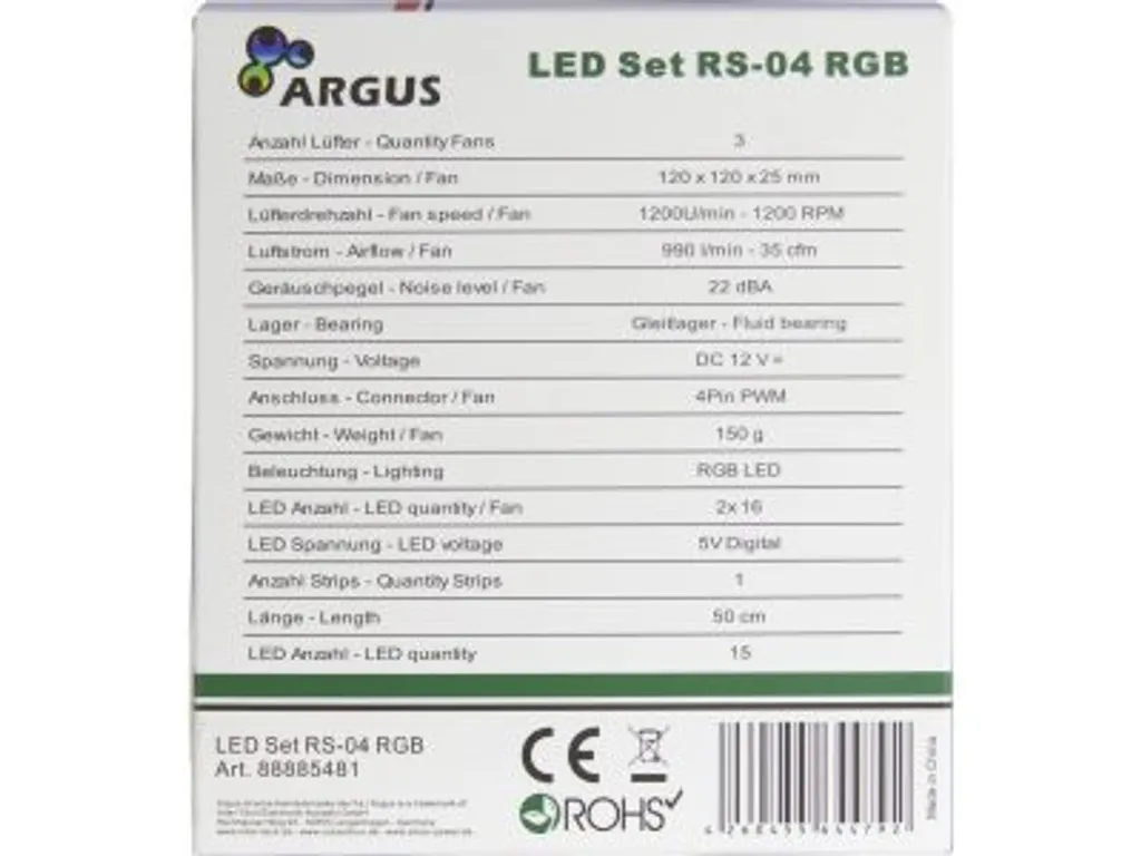 Kit Inter-Tech Argus RS-04 RGB Fan Set 120mm 88885481 pour Boîtier PC - 5