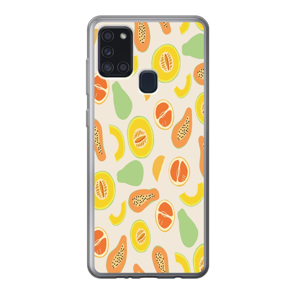 MuchoWow Handyhülle Schutzhülle Hülle für Samsung Galaxy A21s Obst - Muster - Melone Silikon Softcase Handy Hülle - Hartschale