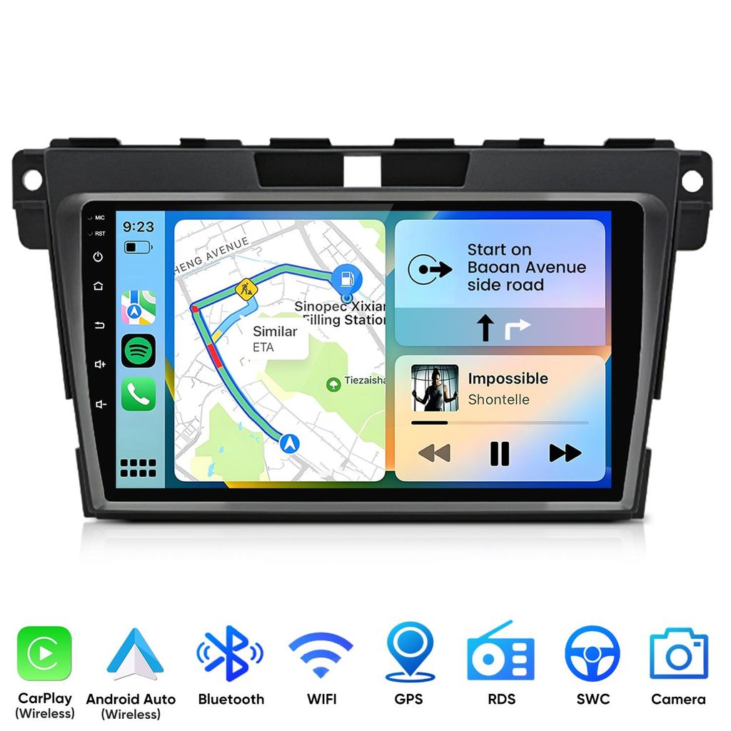 Autoradio da 9” con CarPlay e Android 15 per Mazda CX-7 Immagine del prodotto 