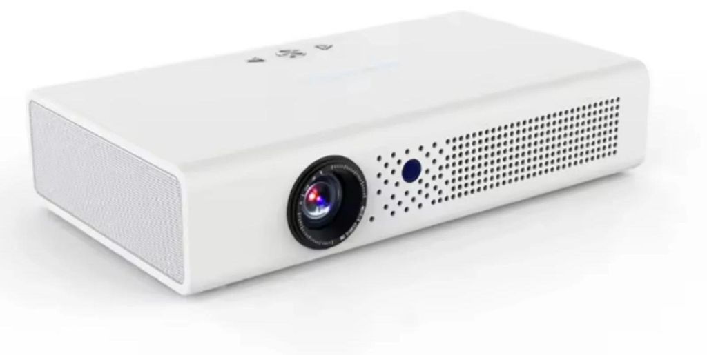 Smart-Projektor - T4 Heimkino-Beamer - 4K/1080p 3D - Android 9.0 - 600 ANSI Lumen - WLAN & Bluetooth - Autofokus - Integrierter Akku