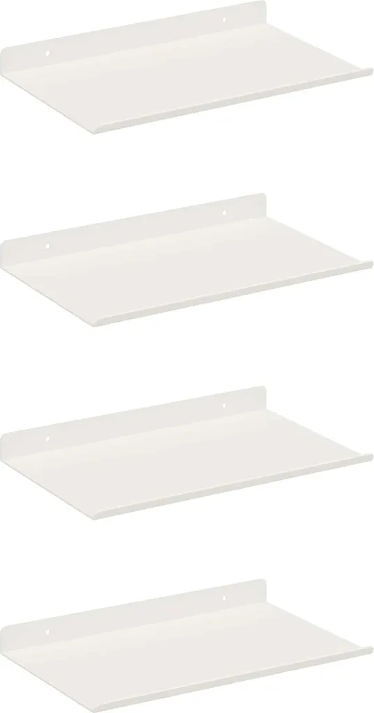 Set 4 Mensole a Muro Acciaio Bianco 30x18cm | Scaffale Sospeso Robusto