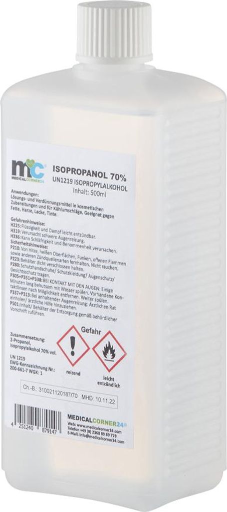 Medicalcorner24 Isopropanol 70 %, Isopropylalkohol, 500 ml Produktbild 