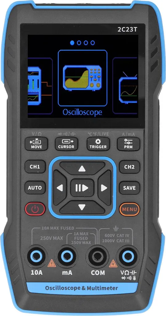 Oscilloscope numérique portable 2 canaux avec fonctions multimètre