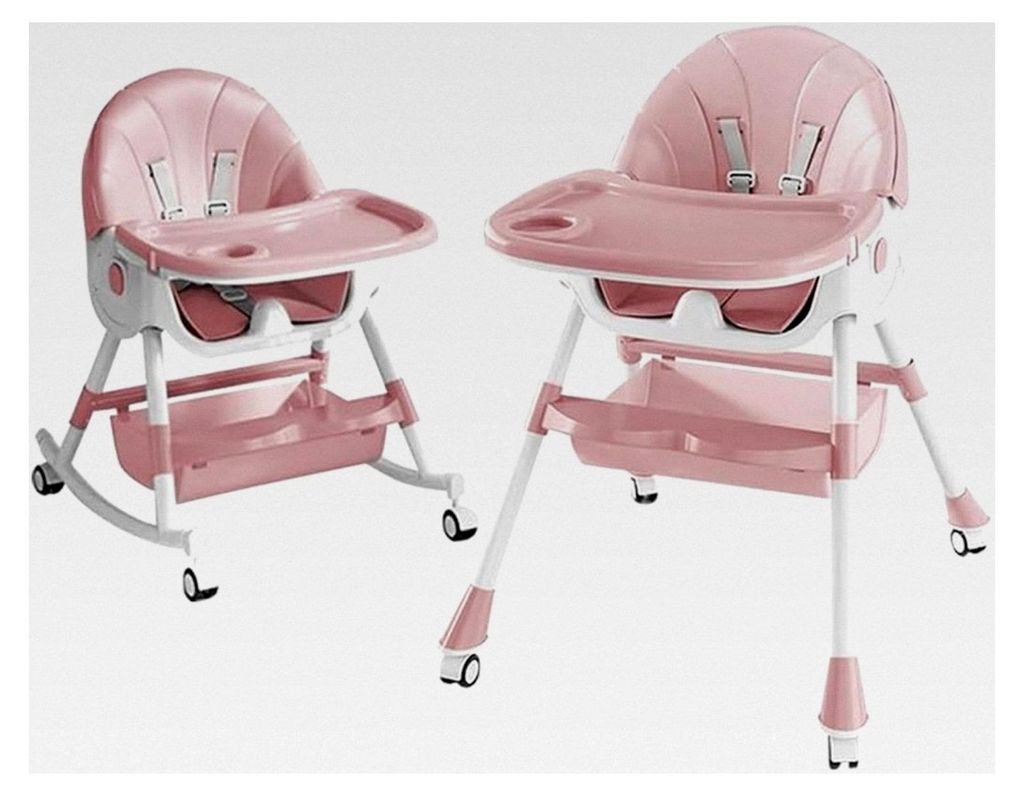 Hochstuhl 3 in 1, Verstellbarer Kinderhochstuhl mit 5-Punkt Sicherheitsgurt, Abnehmbares Essbrett, Höhenverstellbar bis 87 cm, Klappbar, für Baby...