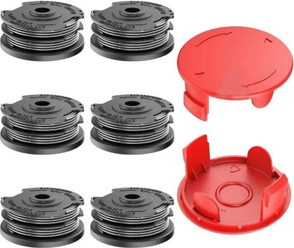 Lot de 6 bobines de fil métallique avec 2 capots pour coupe-bordure