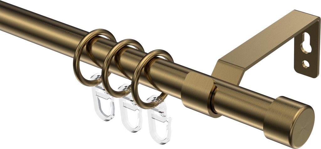 Interdeco Gardinenstange / Vorhangstange Messing Antik, Typ Olymp Lucan (Kappe), 16 mm Ø 1-läufig, 240 cm