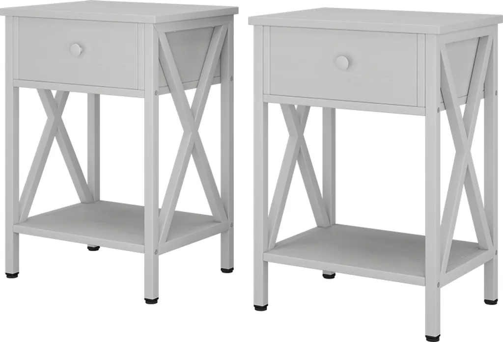 Tables de nuit blanches Vicco Keno Lot de 2 pour rangement de chambre