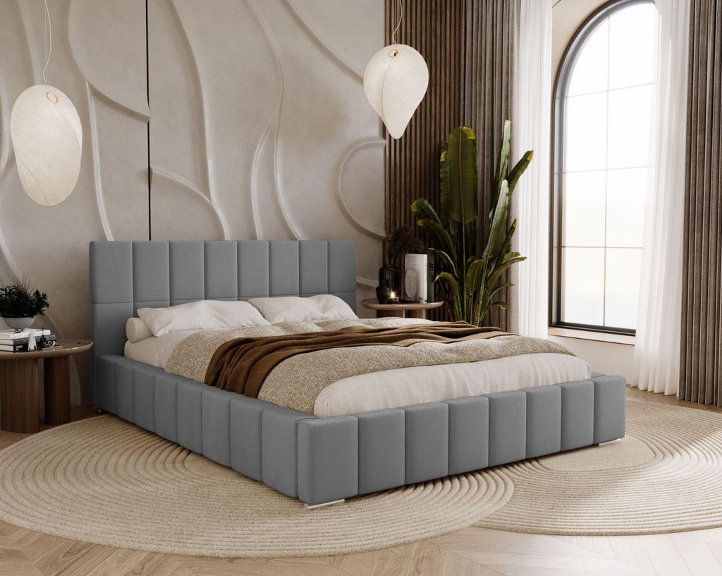 Polsterbett 120x200 mit Stauraum DUMFRIES - grau