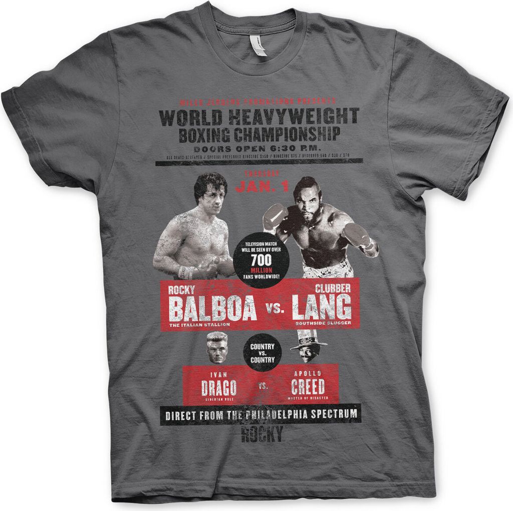 Rocky - World Heavyweight Poster T-Shirt - Small - DarkGrey