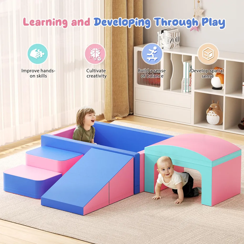 Jouer sans risque : Blocs mousse Softplay pour grimper et ramper - 9 pièces