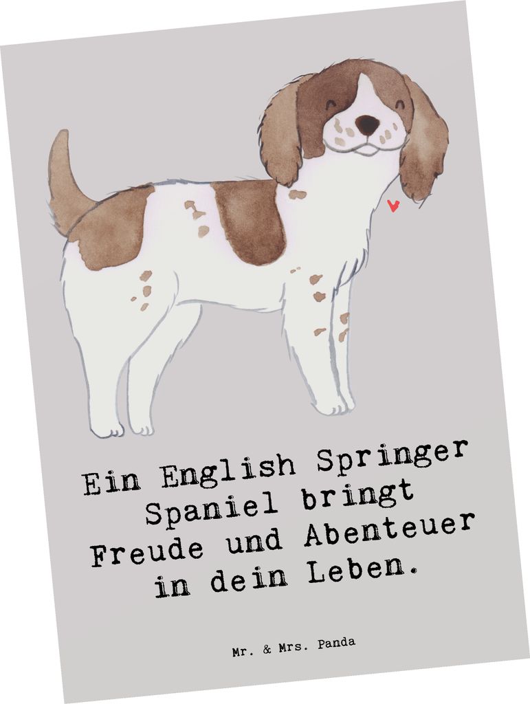 Mr. & Mrs. Panda Postkarte English Springer Spaniel Freude - Grau Pastell - Geschenk, und Abenteuer, Hunderasse, Ansichtskarten, Grußkarte, treuer...