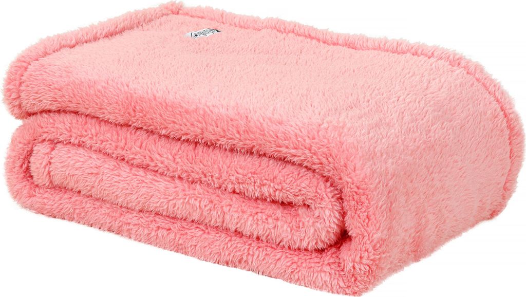 DoubleDry Teddy Kuscheldecke - 130x170 cm - - Weiche Sofadecke - Flauschige Wohndecke - Rosa