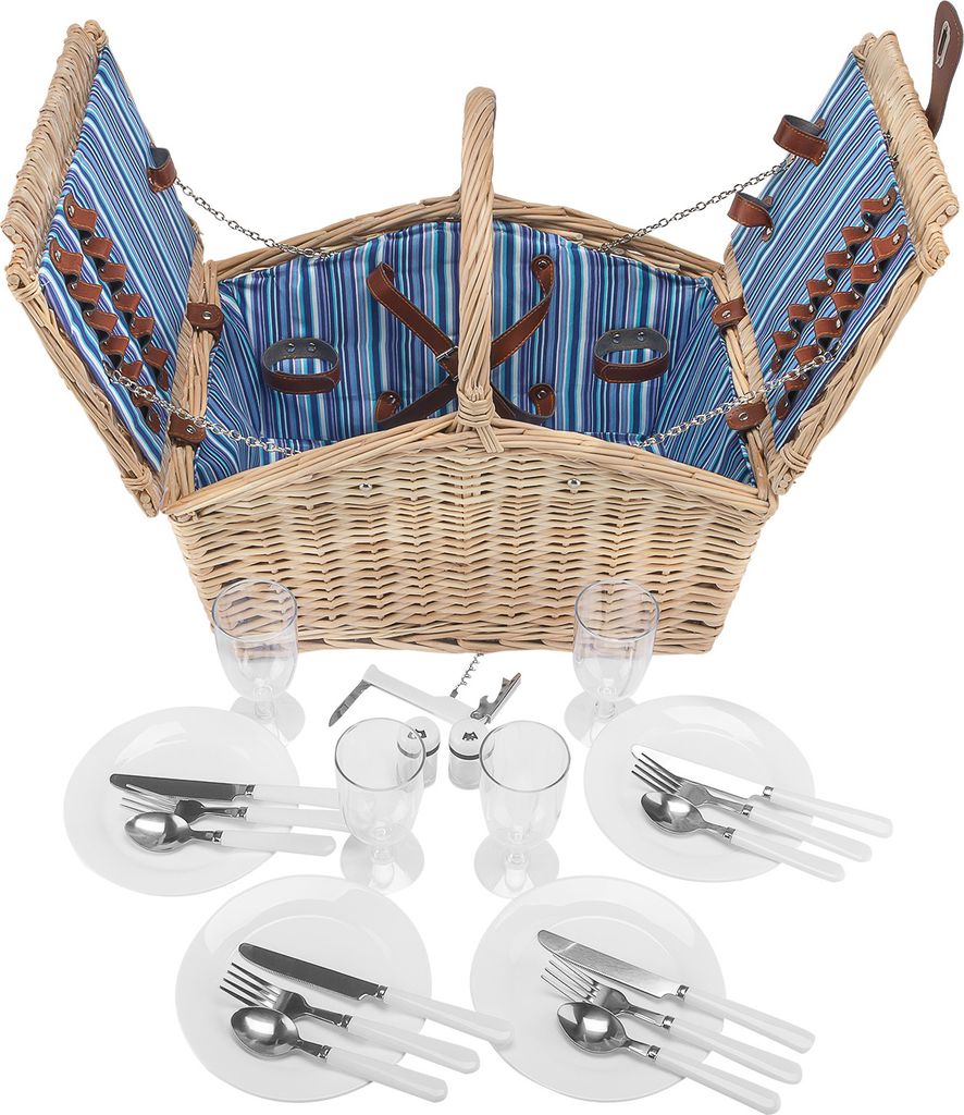 Picknickkorb geflochtene Weide 4 Pers + Zubehör 23 tlg. √ Produktbild 1