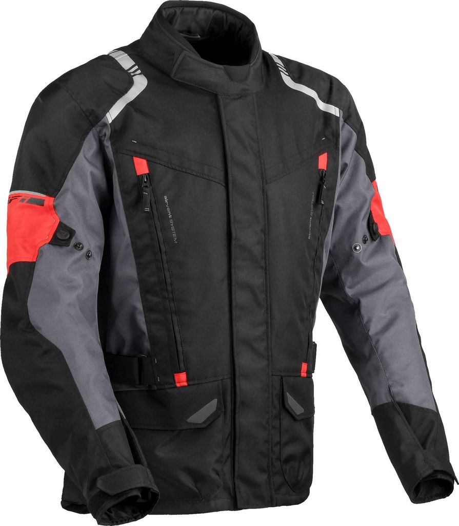 DIFI Navigator Aerotex wasserdichte Motorrad Textiljacke, schwarz/rot, 3XL