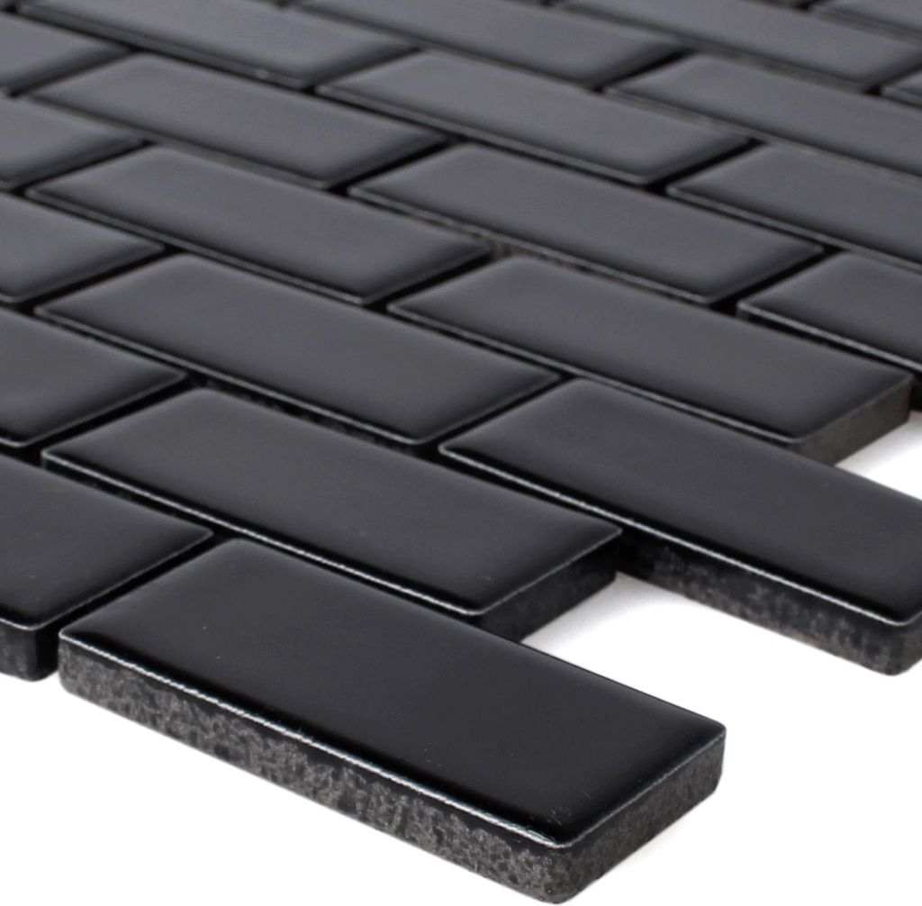 Mosaikfliesen Keramik Manila Schwarz Matt