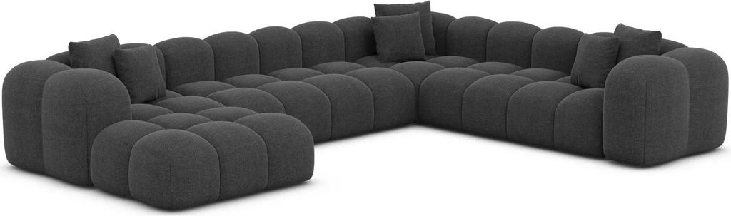 Strukturstoff U-Form XXL Wohnlandschaft Valora Anthrazit Links