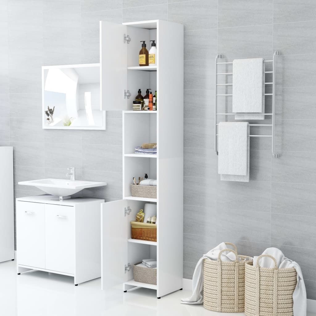 Langlebige Badezimmerschrank Weiß 30x30x183,5cm Holzwerkstoff - Möbel294473 - Badezimmerschränke