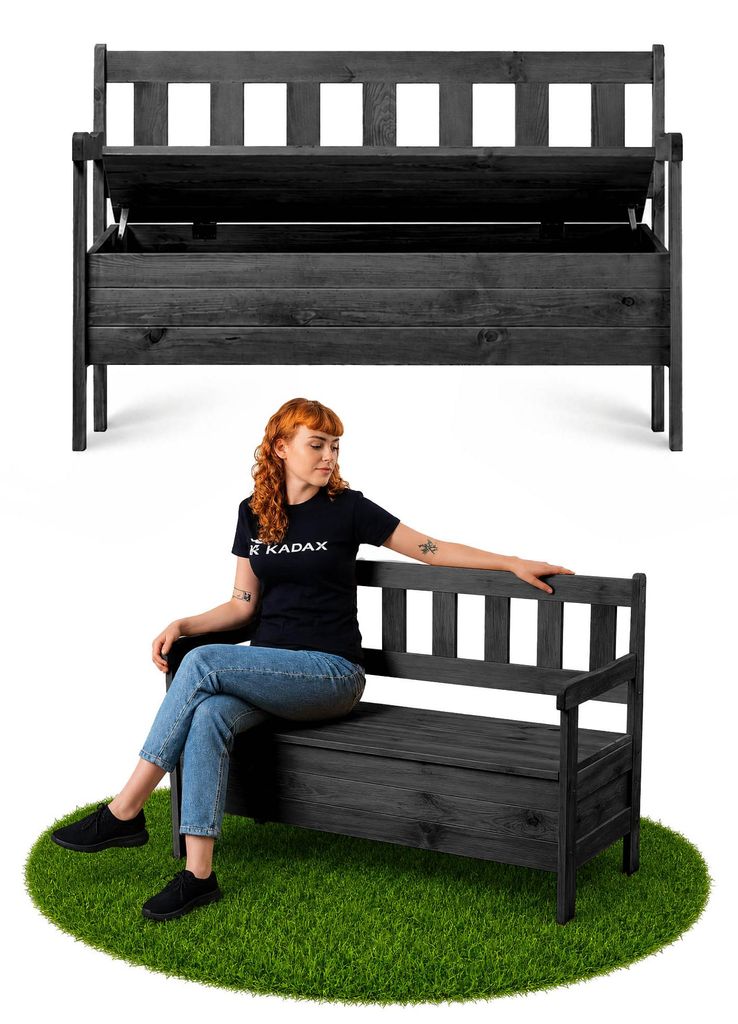 KADAX Houten tuinbank met rugleuning, 120 cm, met Productafbeelding 