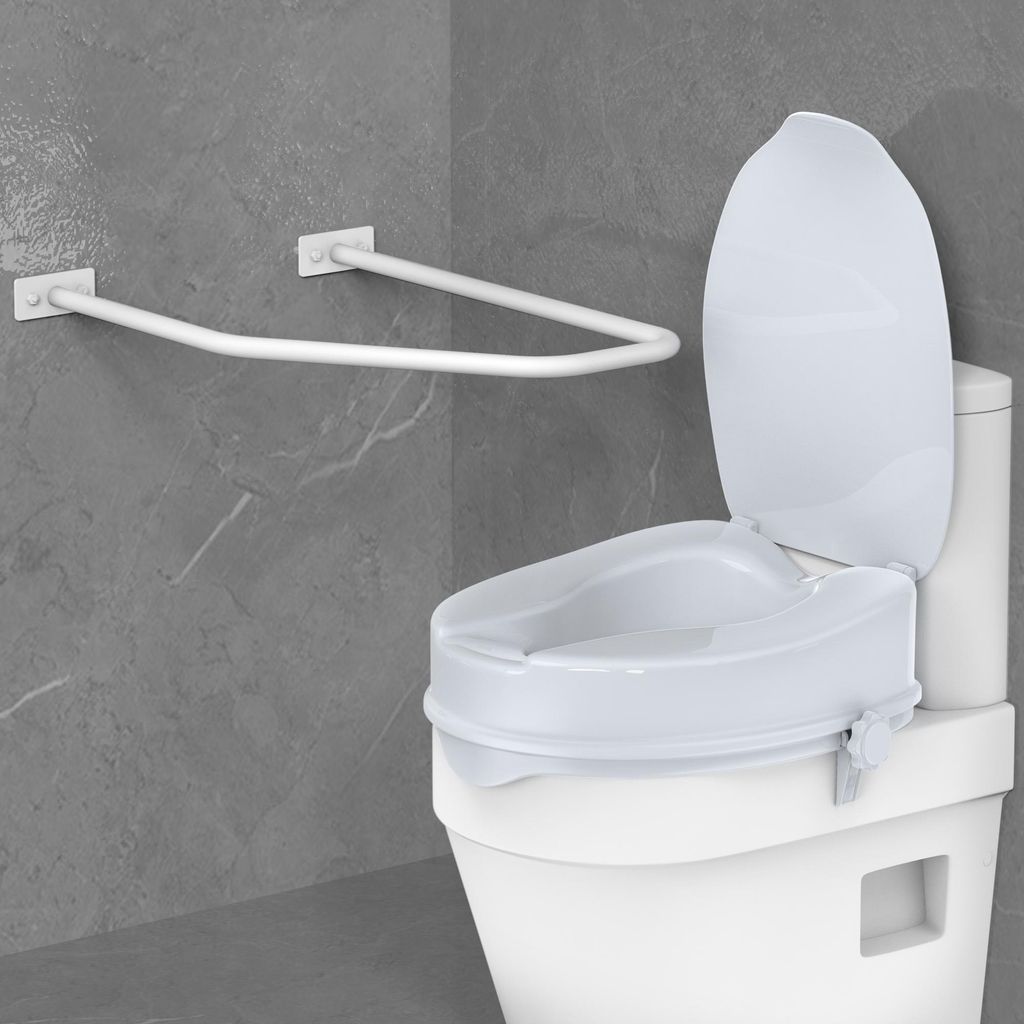 AIORBER WC Haltegriff Badezimmer, rutschfest, 136 kg belastbar, Wand- oder Bodenmontage, stabile Aufstehhilfe Toilette – Weiß