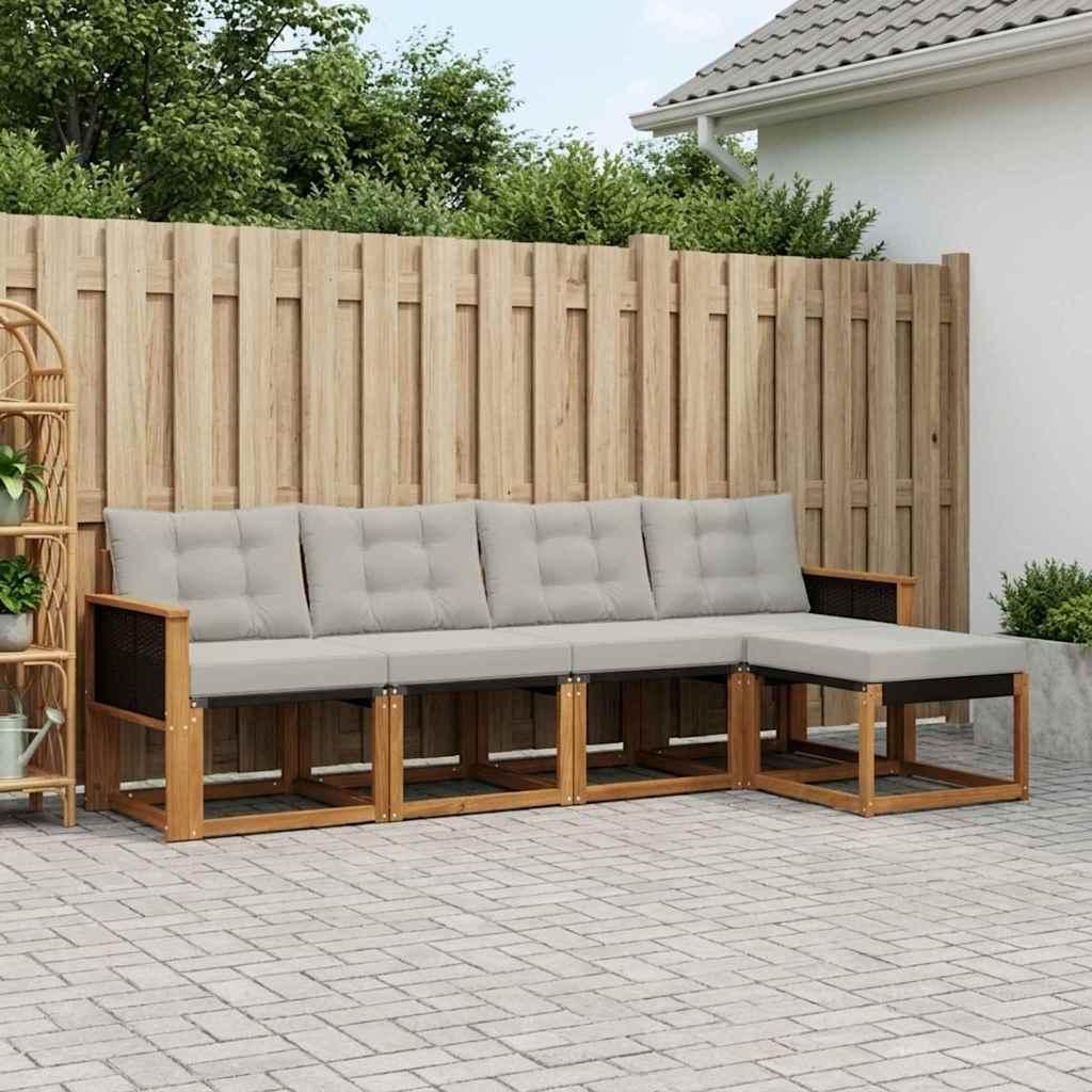 Möbel Outdoor-Sofagarnitur mit Kissen 5 pcs Natürlich und HellgrauGartensofas - Gartensofas c546