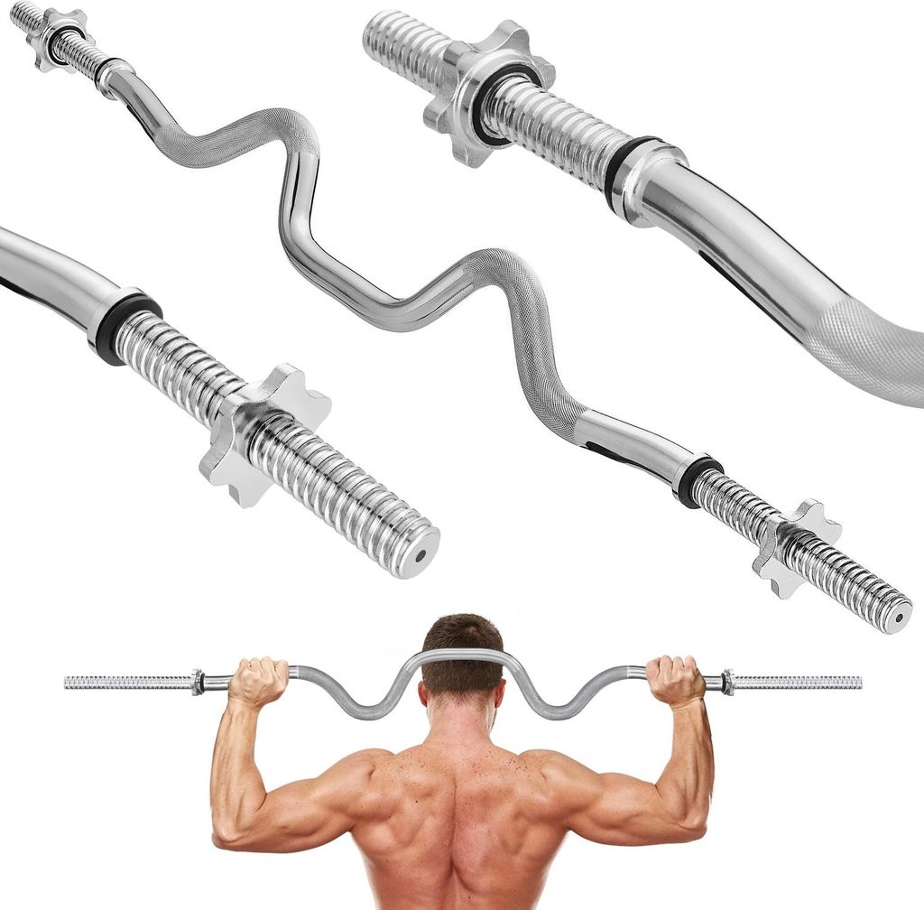 Gymtek Curlstange, Langhantelstange - 120 cm Länge, Ø 24 mm - Belastbar Hantelstange, Hantelstangen, Hanteln, Hantel Stange für Home Gym, Workout