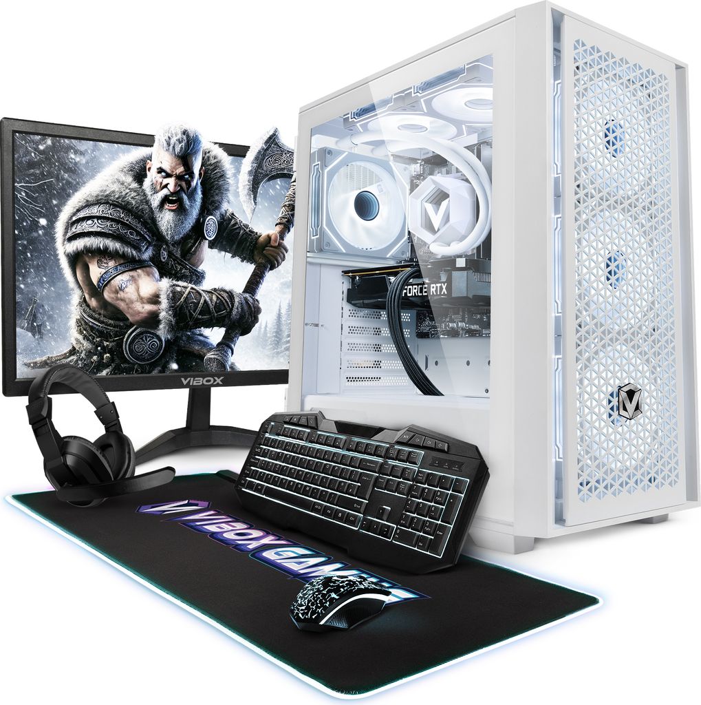 Vibox VII-230 Gaming PC Set Komplett - Monitor 23 Zoll - Intel Core i9 10900F 5,2 GHz - Radeon RX 9070 16 GB - 16 GB RAM - 1 TB NVMe M.2 SSD - Wind...