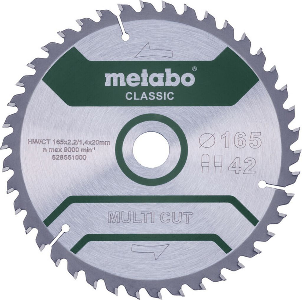 Metabo Sägeblatt multi cut - classic, 165x20 Z42 FZ/TZ 5° Produktbild 