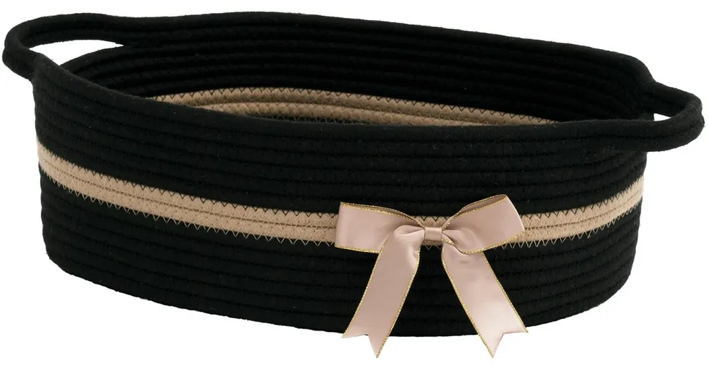 Corbeille tressée en coton et panier cadeau vide rectangulaire noir