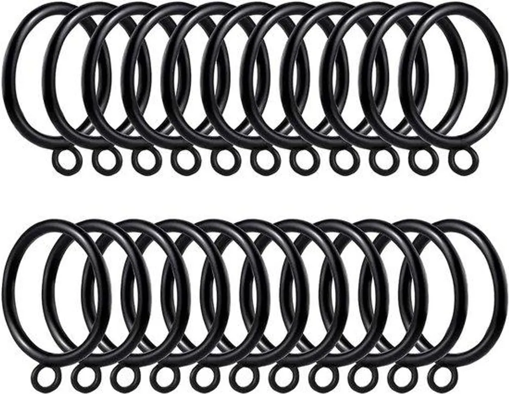 Anneaux de rideaux circulaires noirs 3,5 cm pour tringle à rideau