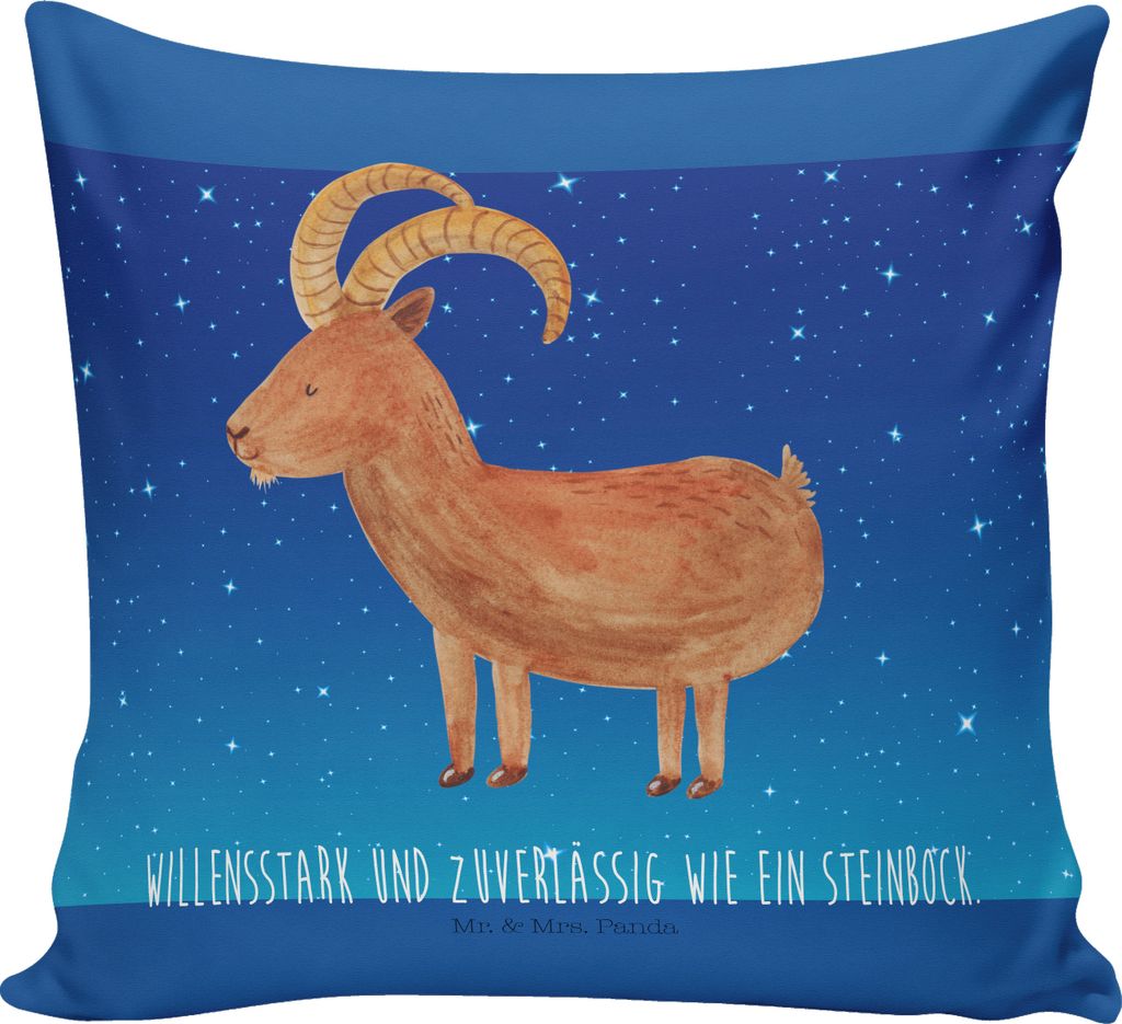 Mr. & Mrs. Panda kuschelkissen 40x40 Sternzeichen Steinbock - Sternenhimmel Blau - Geschenk, Geburtstag Januar, Steinböcke, Dekokissen Sofa, Bock,...