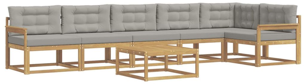 vidaXL Outdoor-Sofagarnitur 7 pcs Weiß und Hellgrau 79 x 79 x 37 cm