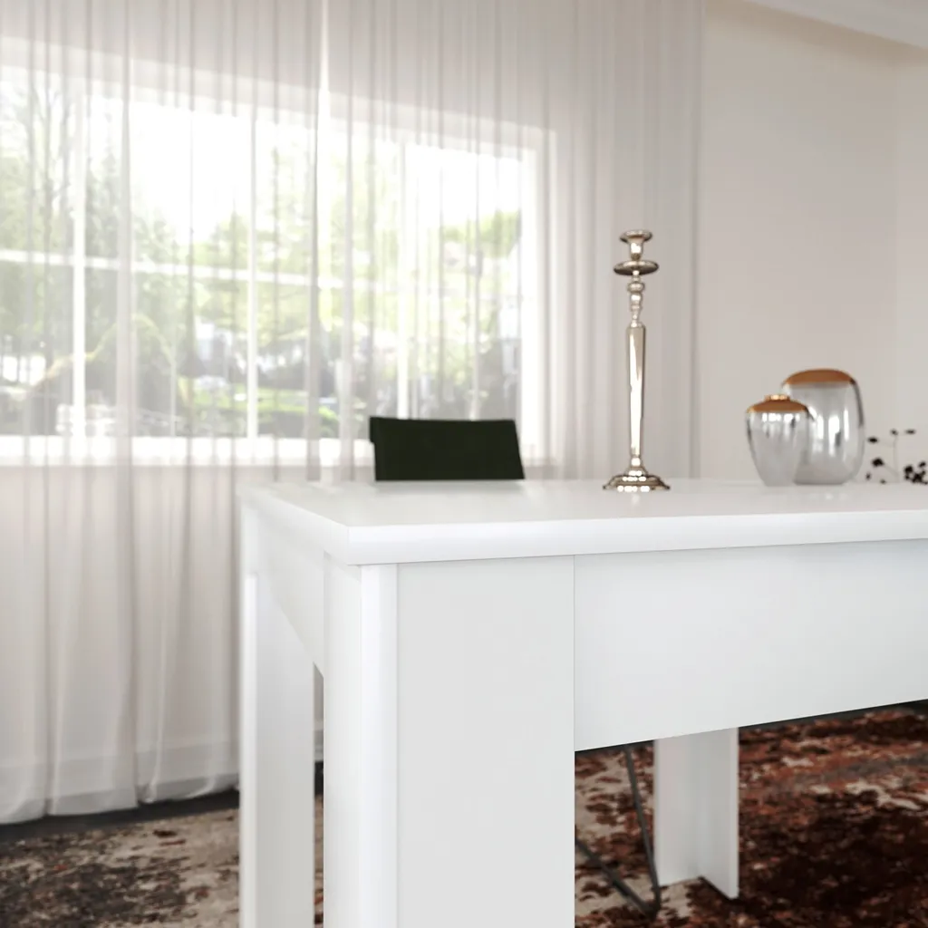 Table à manger Skye Decor Single 90 en blanc brillant 90x80x78 cm - 3