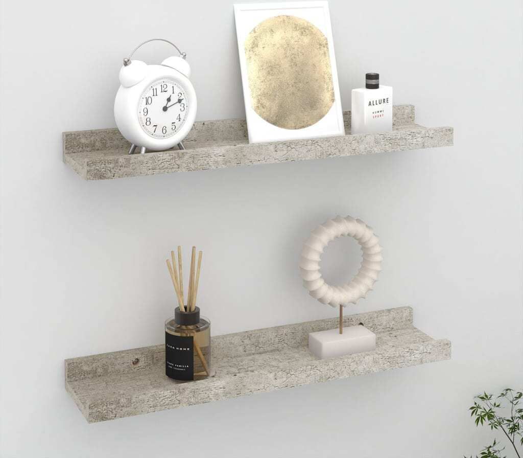 The Living Store Wandregale 2 Stk. Betongrau 40x9x3 cm