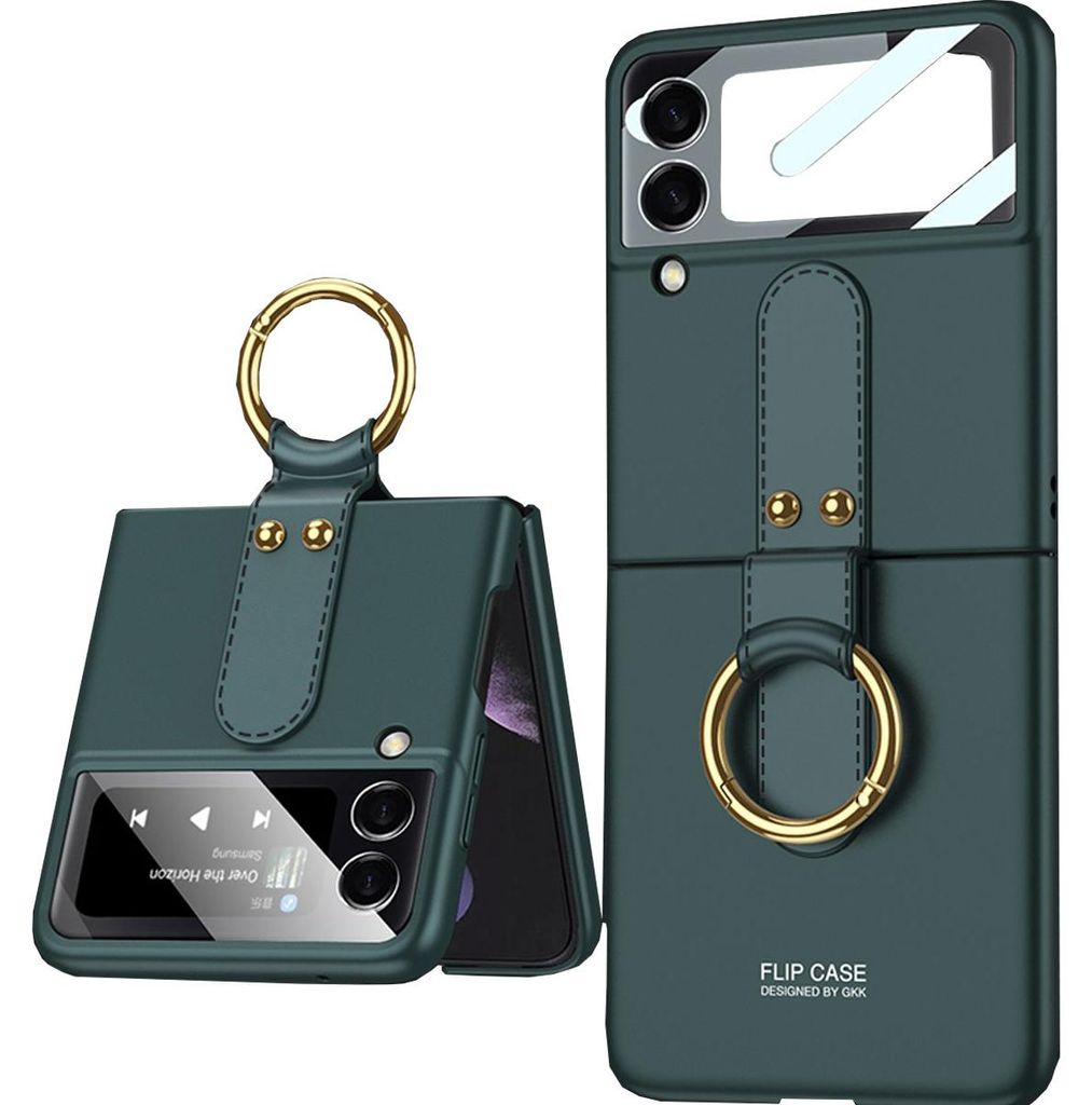 Pro Samsung Galaxy Z Flip3 Art Leather Ring Holder Pouzdra Obrázek produktu 
