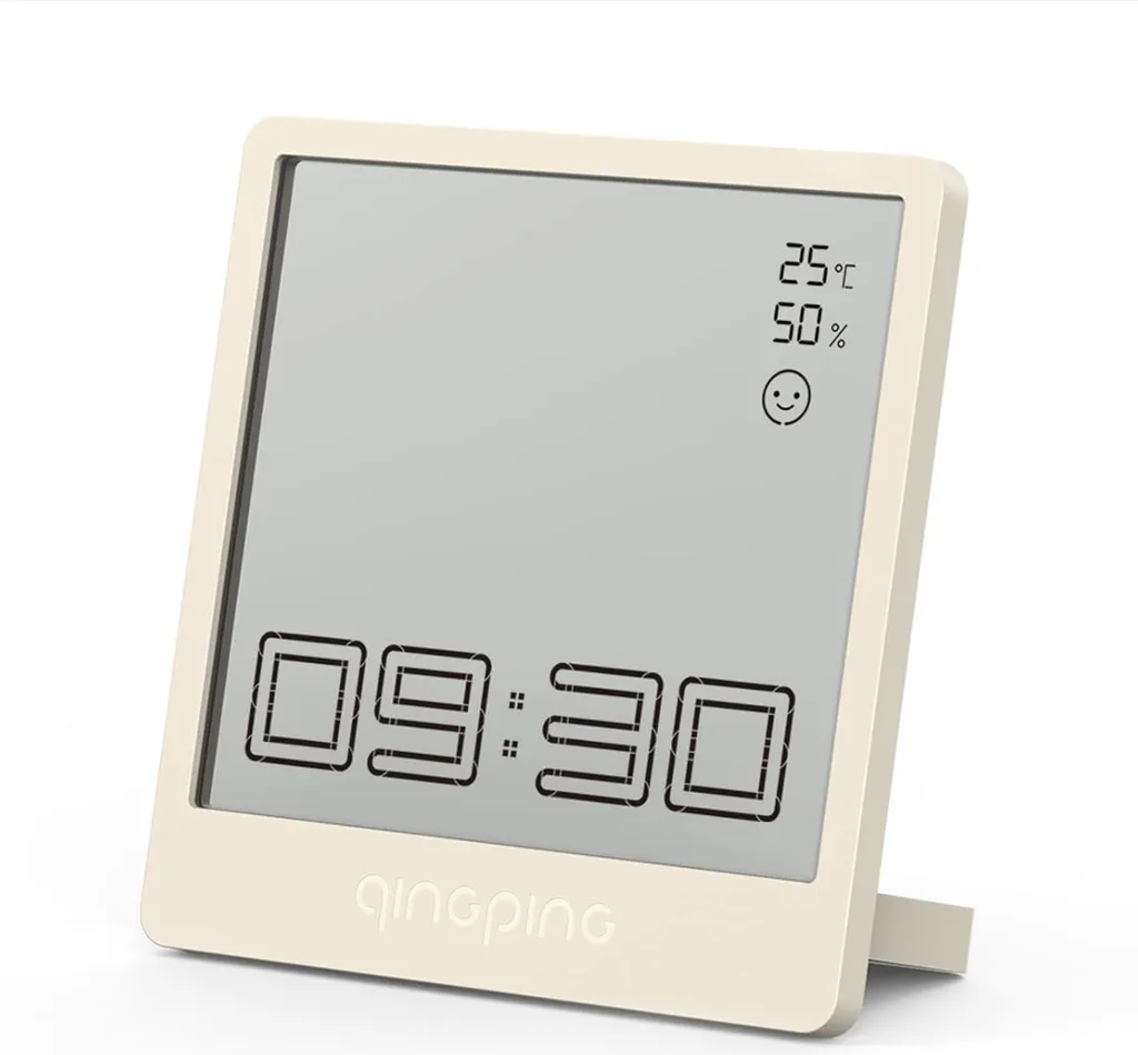 Qingping Bluetooth-Wecker, Uhr, termometro, igrometro, timer, 6 in 1, Bluetooth 5.0, Beige