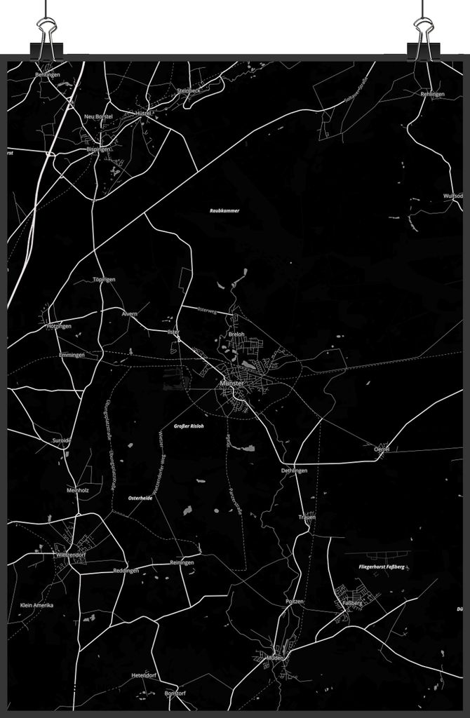 Mr. & Mrs. Panda Bild Munster DIN A4 - Geschenk, Wandbild, Kunstdruck, Stadt Dorf Karte Landkarte Map Stadtplan, Plakat, wanddeko, drucke