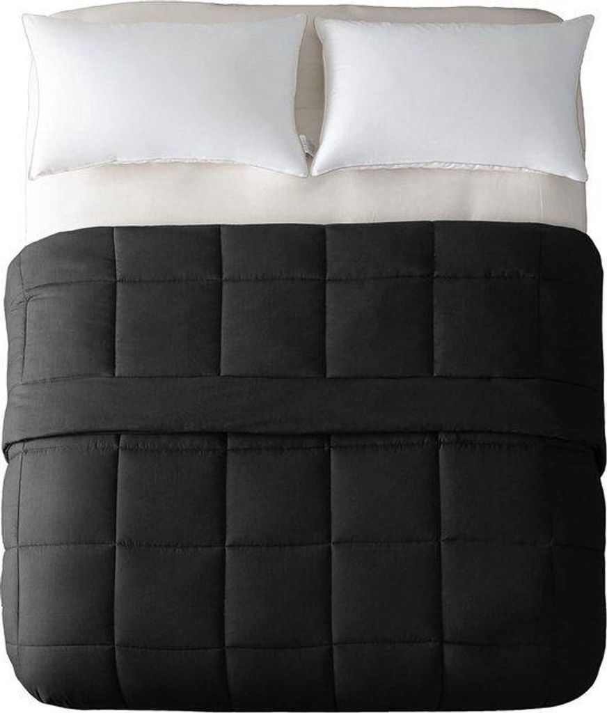 220 x 240 cm schwarz atmungsaktives 100% Microfaser superweich durchgezogenes All-Season-Deckbett ohne Überzug und waschbar bei 30°