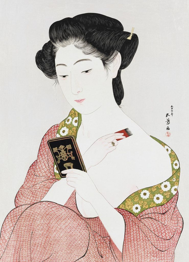 Plakat 13x18cm Frau 2, Hashiguchi Japanisch Vintage