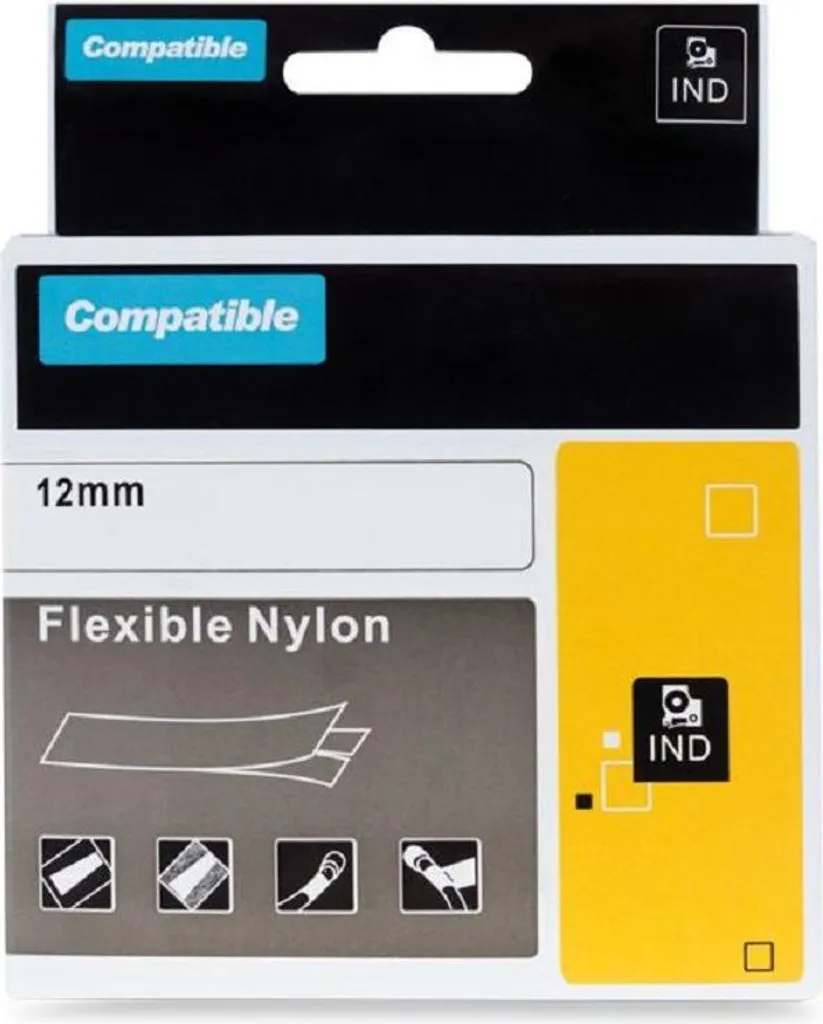 Rotolo Etichette 18490 Compatibile 12mm Giallo Nylon per Rhino