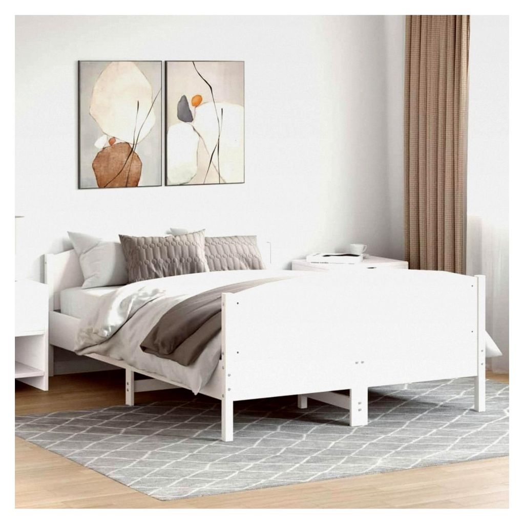 Bettgestell ohne Matratze Weiß 150x200 cm King Size Massivholz Kiefer