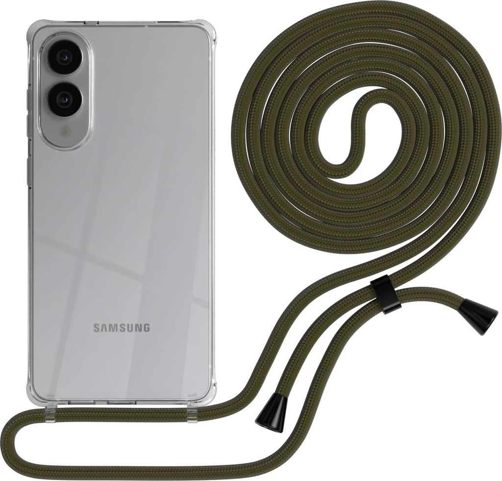 Samsung Galaxy S25 Edge Case Chain Set Eyelets Green with Clips Black 8