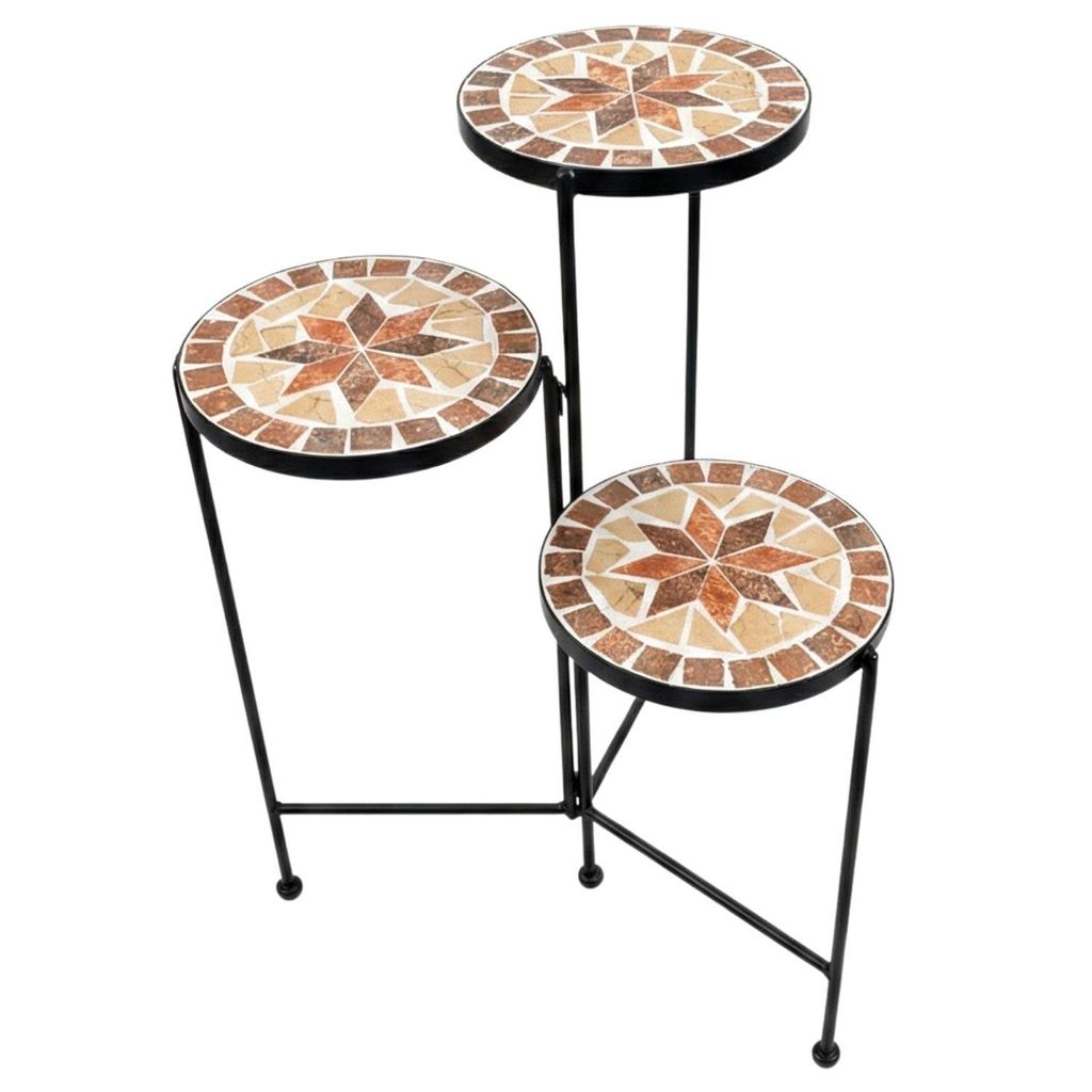 Blumenhocker Mosaik Beistelltisch Outdoor Pflanzenständer Balkon Blumenständer Metall Pflanzenregal Plant Stand Pflanzen Blumentisch Blumenregal