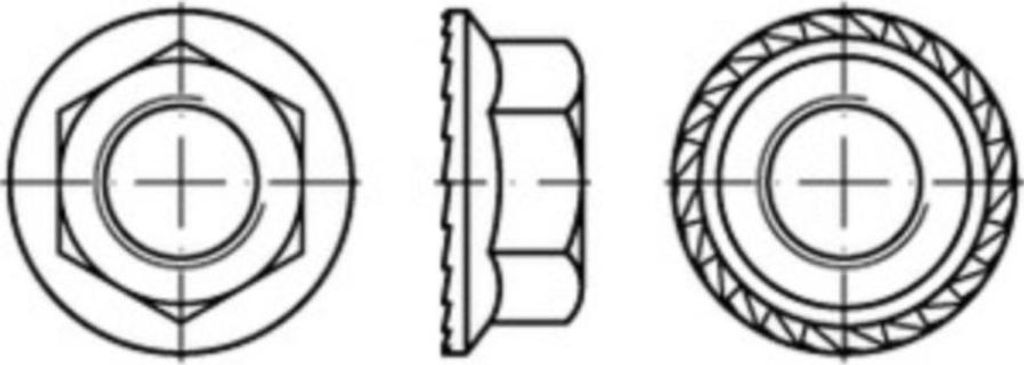 Reyher 6kt.-Flanschmuttern Sperr.Kl. 8 M 10 flZn (200 Stück)